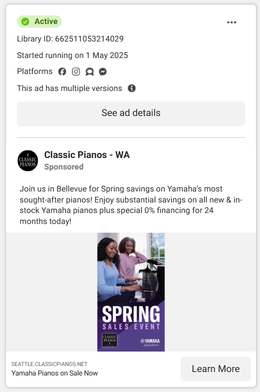 An ad on the meta library