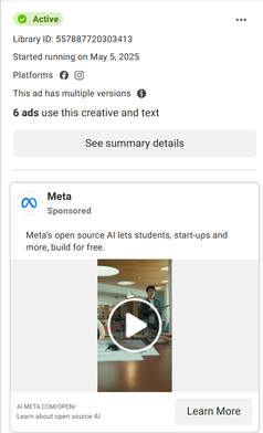 An ad on the meta library
